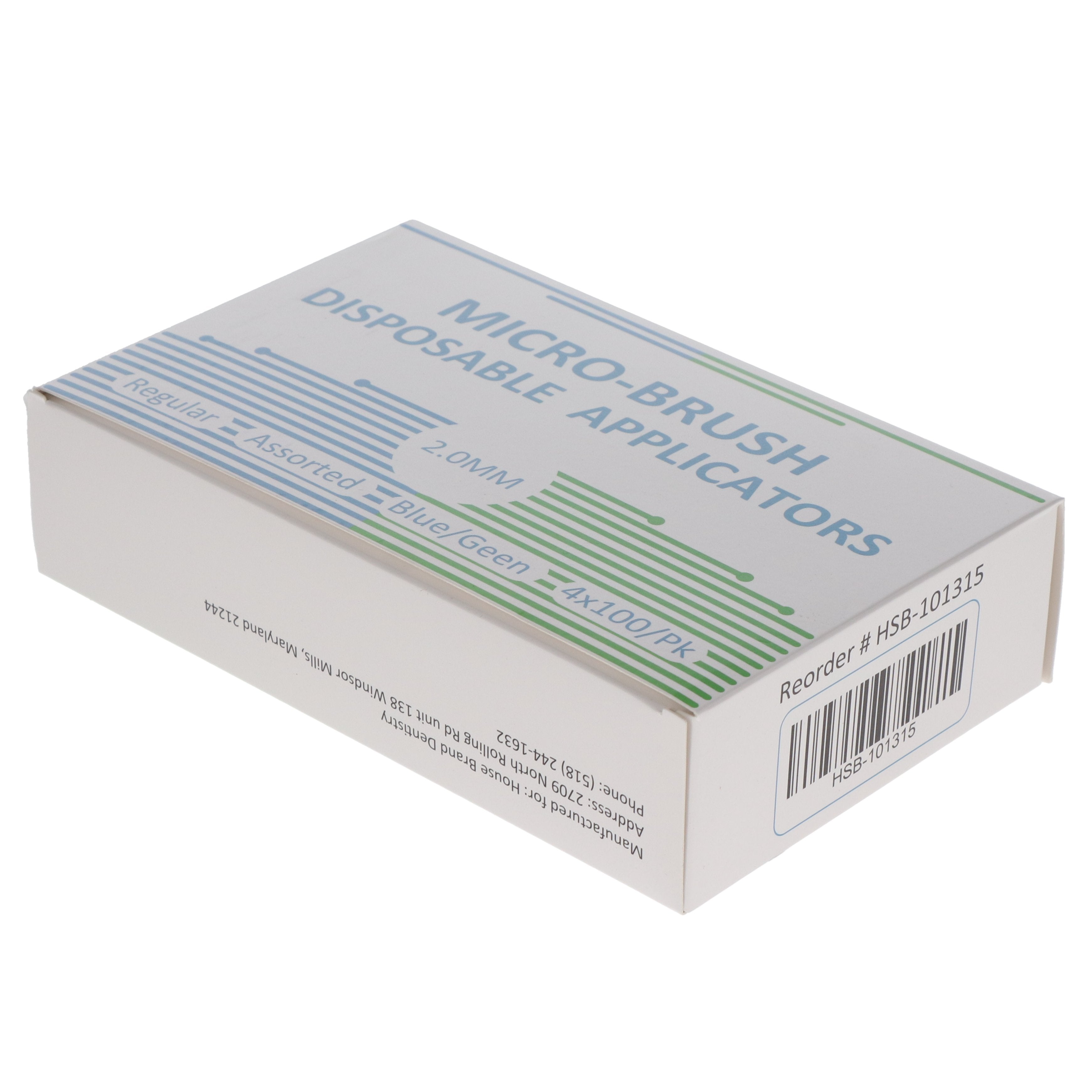 House Brand Dentistry 101315 Micro-Brush Disposable Applicators Regular Assorted Blue/Green 4 x 100/Pk House Brand Dentistry 101315 Micro-Brush Disposable Applicators Regular Assorted Blue/Green 4 x 100/Pk